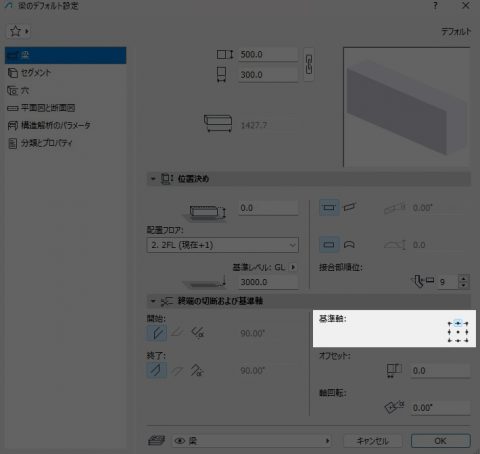 梁の配置基準点