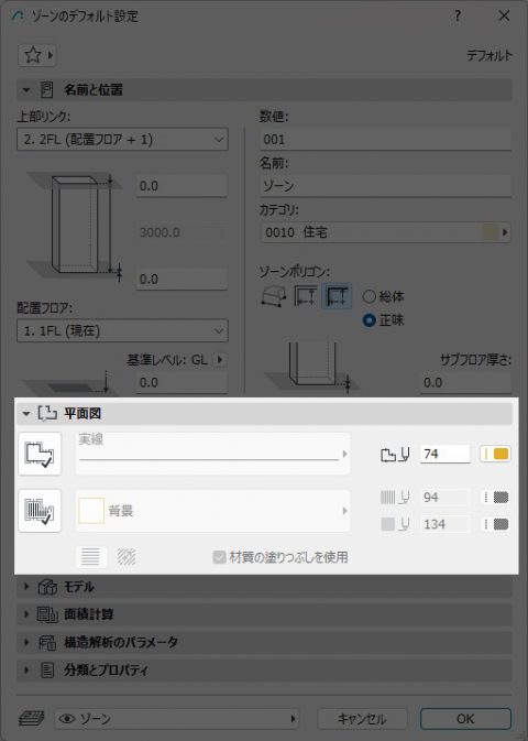 ゾーンの平面図表示